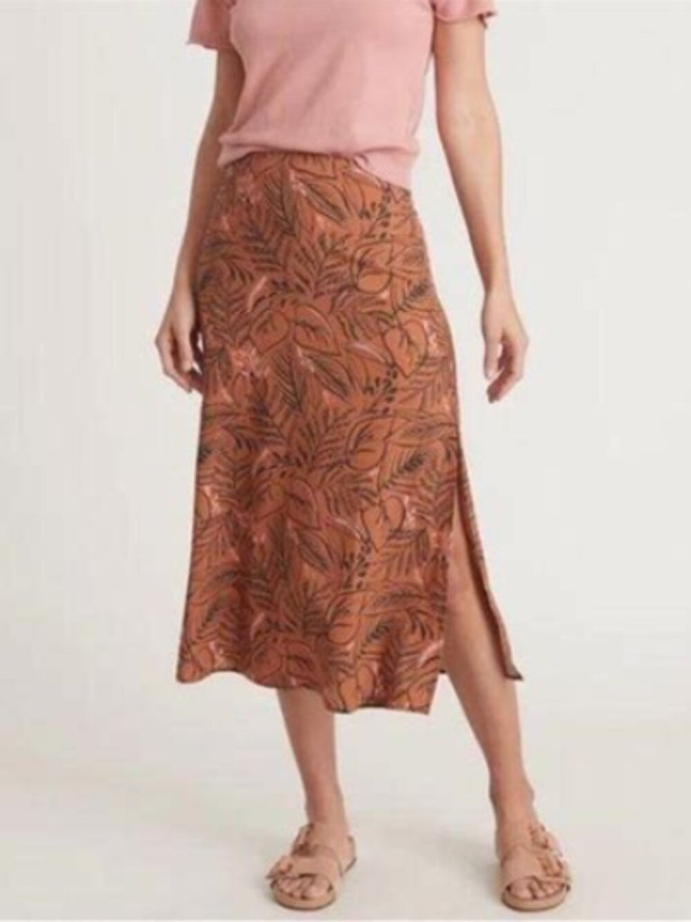 Marine Layer Ryan Midi Slip Skirt in Sierra Foliage